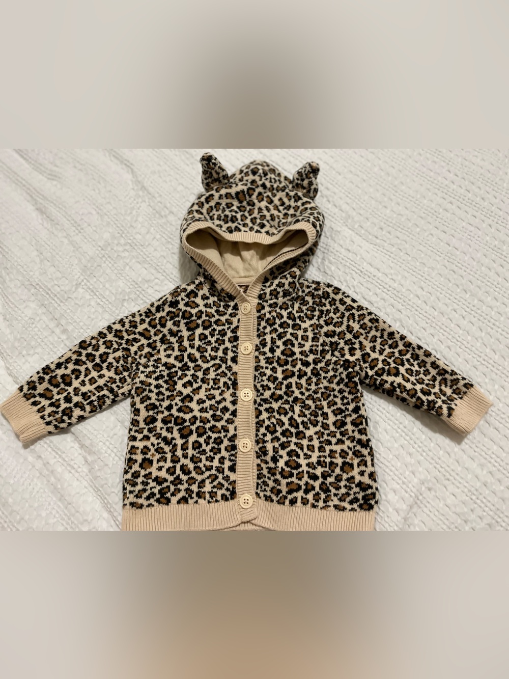 GAP Leopard Print Hooded Cardigan Jacket - Beige, Black, Brown